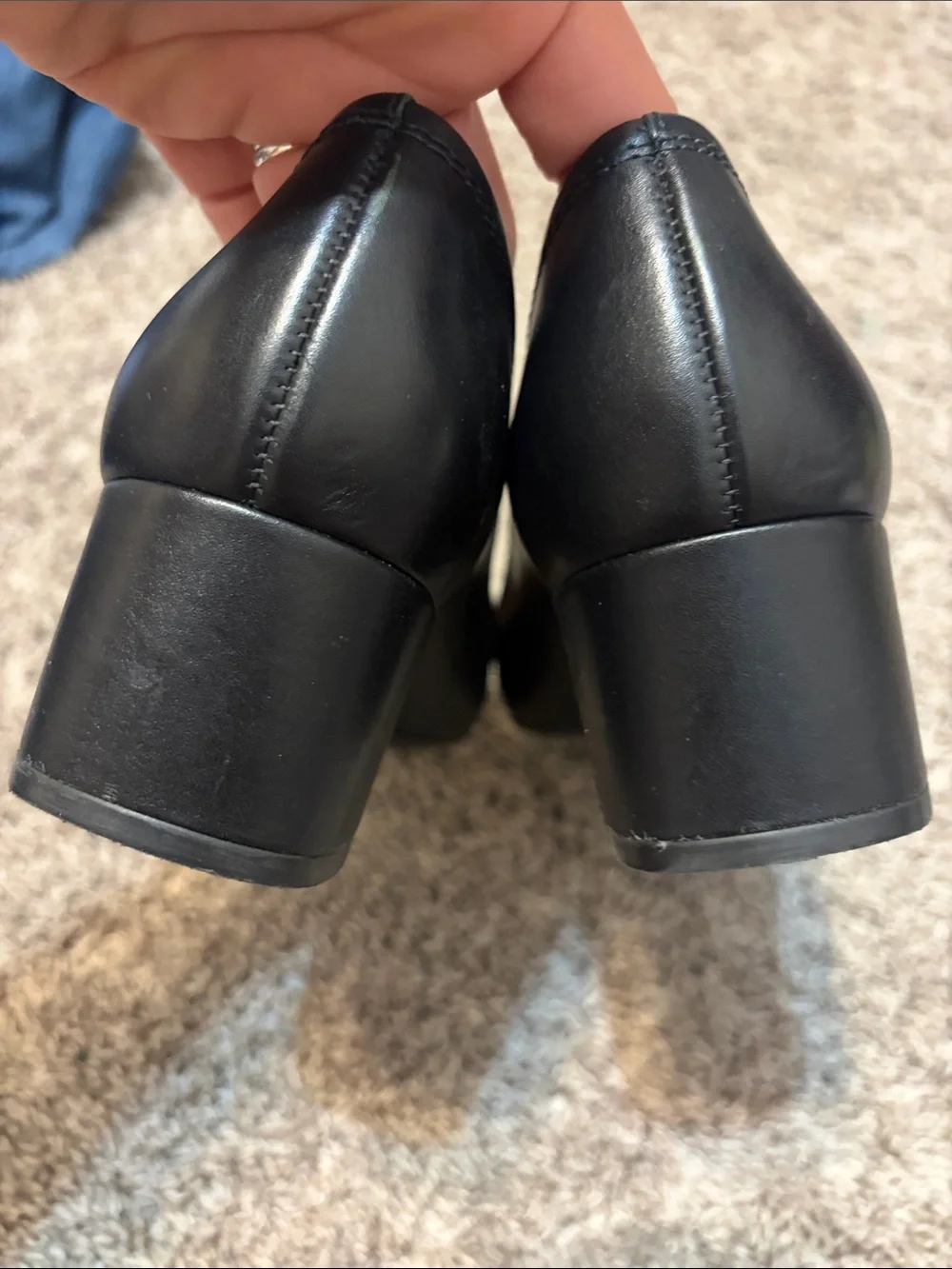 Tory Burch Block Heel Medallion Pumps Black Leather Size 8M